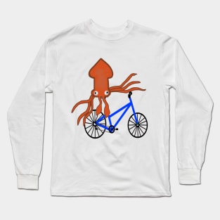 Squid On A Bicycle Blue Long Sleeve T-Shirt